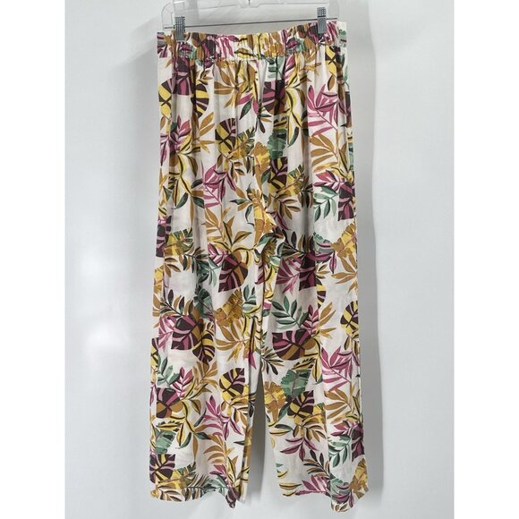 Japna Pull On Wide Leg Linen Blend Tropical Pants Sz Large Resort - Picture 4 of 5